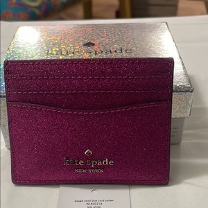 Kate Spade Pink Glitter Card Holder Wallet Fuschia